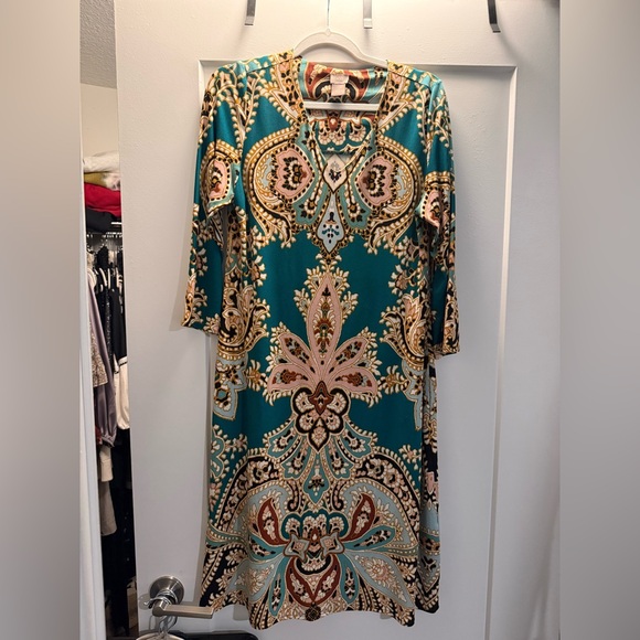 Chicos Bohemian Teal and Brown Dress - Picture 5 of 6